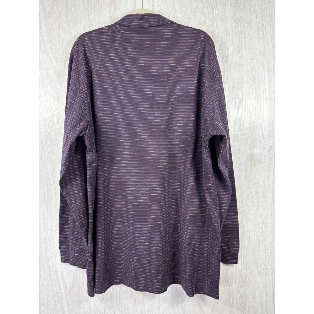 Nike Golf Polo Purple Multi Stripe Cotton Long‎ Sleeve 2XL Men's Classic Preppy
